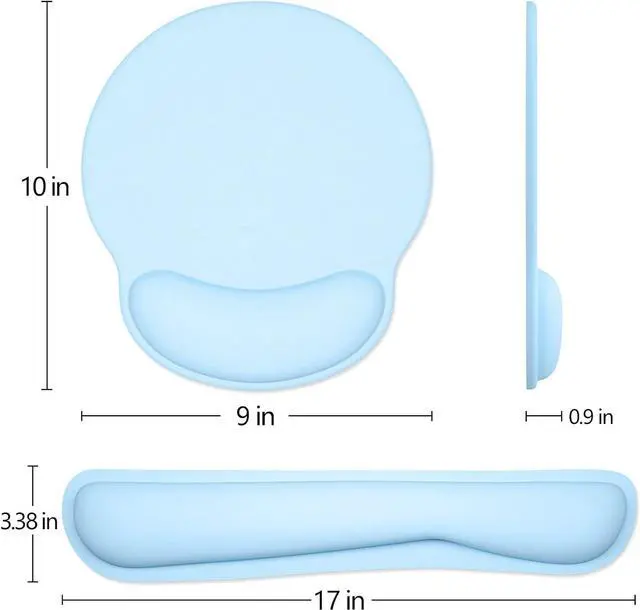 Alt view image 6 of 6 - Dapesuom Keyboard Wrist Rest and Mouse Pad with Wrist Support, Memory Foam Cushion for Keyboard and Mouse Set, Ergonomic Desktop Pad Rests with Non Slip Base for Easy Typing & Pain Relief, Sky Blue