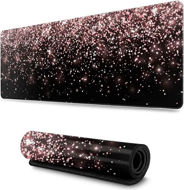 Main image of Rose Gold Glitter Black Gaming Mouse Pad Large XL Long Extended Pads Big Mousepad Keyboard Mouse Mat Desk Pad Home Office Decor Accessories for Computer Pc Laptop