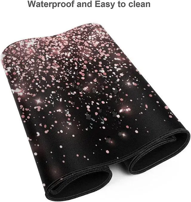 Alt view image 5 of 5 - Rose Gold Glitter Black Gaming Mouse Pad Large XL Long Extended Pads Big Mousepad Keyboard Mouse Mat Desk Pad Home Office Decor Accessories for Computer Pc Laptop