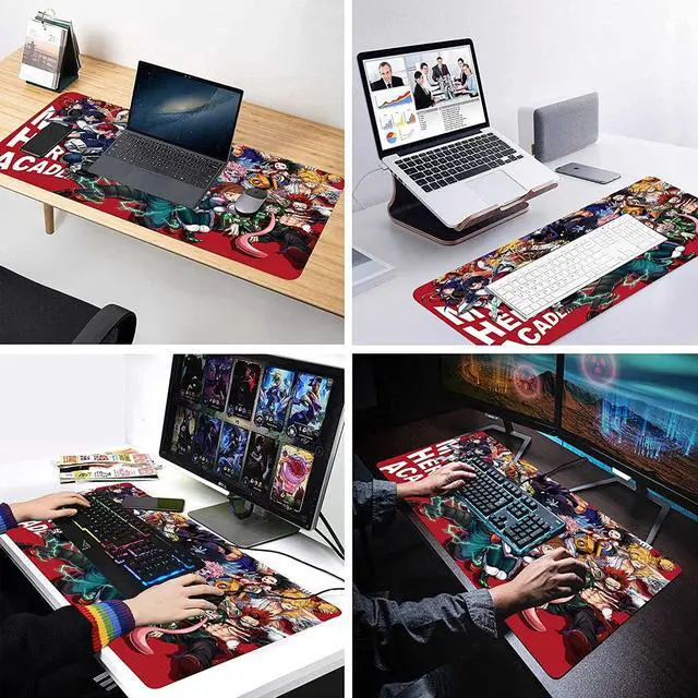 Alt view image 6 of 7 - Anime Mouse Pad My Hero Academia Characters,Extra Large Gaming Mousepad Laptop Desk Pad Mat,Non-Slip Rubber Base,Stitched Edges,Smooth Fabric,Computer Keyboard & Mice Combo Pads 35.4x15.7 inch