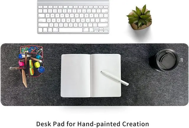 Alt view image 6 of 7 - Felt Desk Mat | Computer Mat for Desk(36x12Inches) | Large Felt Mouse Pad and Keyboard Mat | Desk Protector for Office | Dark Gray
