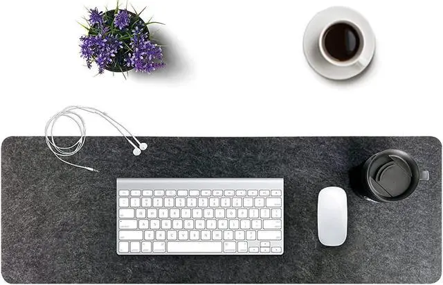 Alt view image 3 of 7 - Felt Desk Mat | Computer Mat for Desk(36x12Inches) | Large Felt Mouse Pad and Keyboard Mat | Desk Protector for Office | Dark Gray