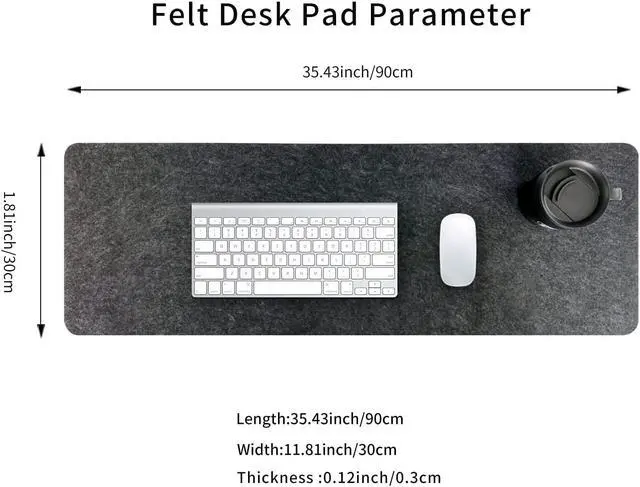 Alt view image 2 of 7 - Felt Desk Mat | Computer Mat for Desk(36x12Inches) | Large Felt Mouse Pad and Keyboard Mat | Desk Protector for Office | Dark Gray
