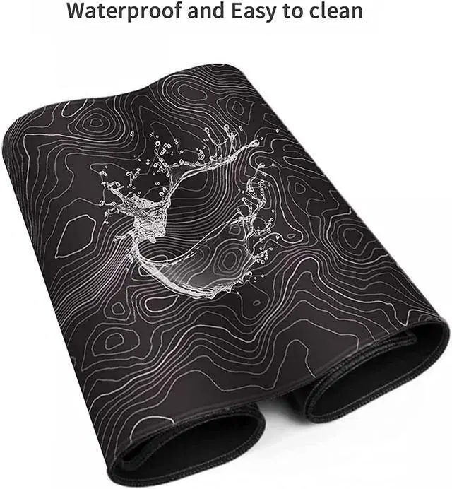 Alt view image 4 of 7 - Black and White Topographic Line Mouse Pad (31.5 x11.8 in) Gaming Desk pad with Non-Slip Rubber Base XL Professional Large Mouse Pad & Computer Game Mouse Mat for Office Laptop Men Women