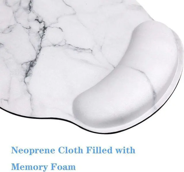 Alt view image 5 of 7 - Ergonomic Mouse Pad with Wrist Support Decorative Mouse Mat for Women Non-Slip Rubber Base Mousepad for Desk Laptop Gaming Working Computers Easy Typing & Pain Relief White Marble