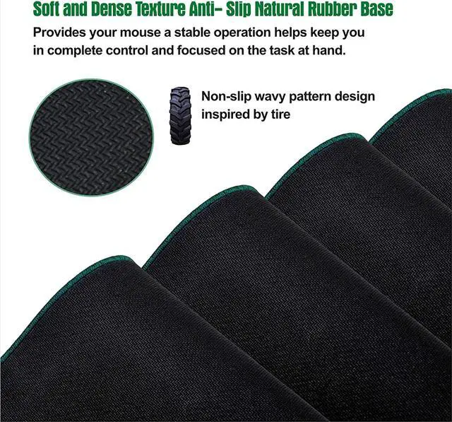 Alt view image 5 of 7 - Computer Mouse Pad with Stitched Edge Premium Textured Small Mouse Mat Green Non Slip Black Rubber Base Gaming Mouse pad for Laptop Home&Office 10.2x8.3x0.12in