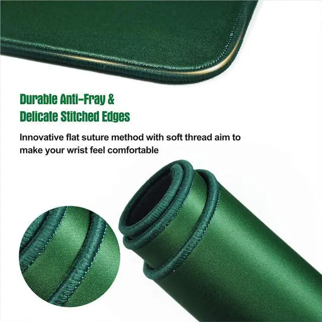 Alt view image 4 of 7 - Computer Mouse Pad with Stitched Edge Premium Textured Small Mouse Mat Green Non Slip Black Rubber Base Gaming Mouse pad for Laptop Home&Office 10.2x8.3x0.12in