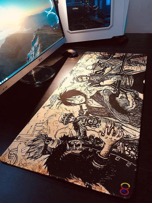 Alt view image 2 of 6 - kiyokidy Anime One Piece Mouse Pad,Extended Gaming Mouse Pad with Stitched Edges, Large Mouse pad with Non-Slip Rubber Base for Work & Gaming, Office & Home, 35.4x15.7inch