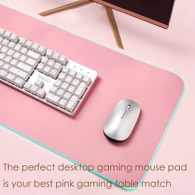 Alt view image 2 of 7 - Pink RGB LED Gaming Mouse Pad, 14 Modes Glow Pad, Extra Large Gaming MousepadWaterproof Rubber Non Slip Cute Mat, Extended Big Keyboard and Mouse Pad Mat for Gamer, 31.5x12 x 0.16 Inch - Pink
