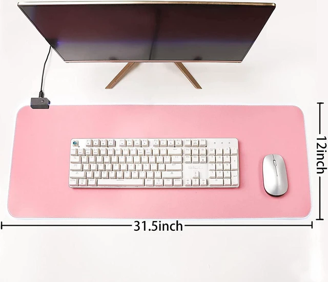 Alt view image 3 of 7 - Pink RGB LED Gaming Mouse Pad, 14 Modes Glow Pad, Extra Large Gaming MousepadWaterproof Rubber Non Slip Cute Mat, Extended Big Keyboard and Mouse Pad Mat for Gamer, 31.5x12 x 0.16 Inch - Pink