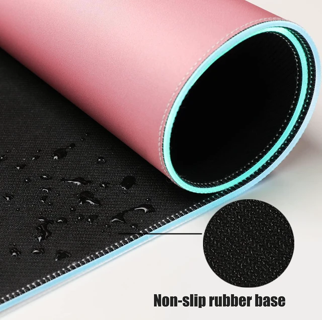 Alt view image 6 of 7 - Pink RGB LED Gaming Mouse Pad, 14 Modes Glow Pad, Extra Large Gaming MousepadWaterproof Rubber Non Slip Cute Mat, Extended Big Keyboard and Mouse Pad Mat for Gamer, 31.5x12 x 0.16 Inch - Pink