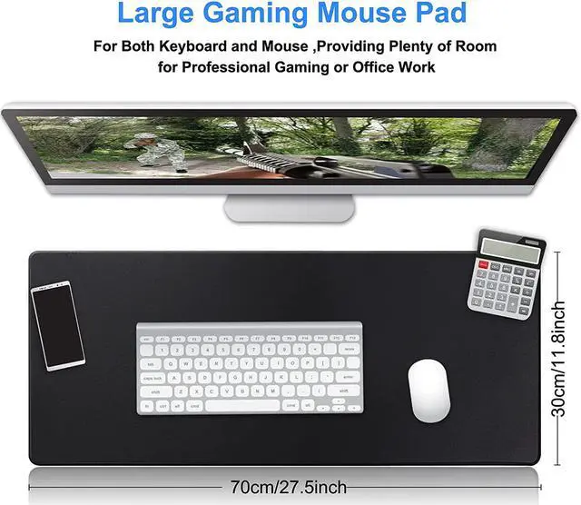 Alt view image 2 of 7 - Gaming Mouse Pad, Large Mouse Pad Size 27.5x11.8 Thickness 0.12 inches,Premium-Textured Non-Slip & Waterproof Computer Mousepad with Stitched Edges for Gaming, Office & Home-70x30 Black