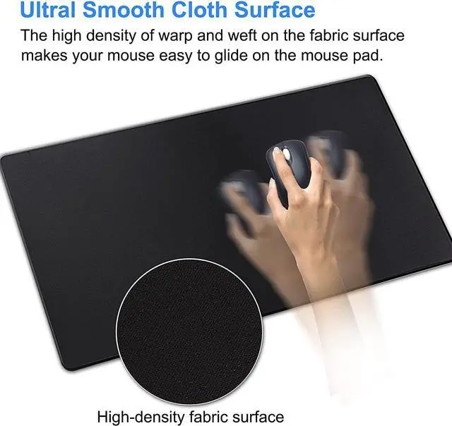 Alt view image 3 of 7 - Gaming Mouse Pad, Large Mouse Pad Size 27.5x11.8 Thickness 0.12 inches,Premium-Textured Non-Slip & Waterproof Computer Mousepad with Stitched Edges for Gaming, Office & Home-70x30 Black