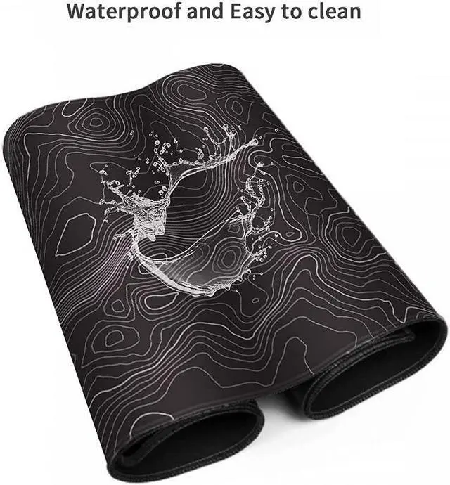 Alt view image 5 of 7 - Large Gaming Mouse Pad Topographic Map Lines Contour Geographic Computer Keyboard Mouse Mat Desk Pad Non-Slip Desk Mat for Home Office Gaming Work, 35.4x15.7 in