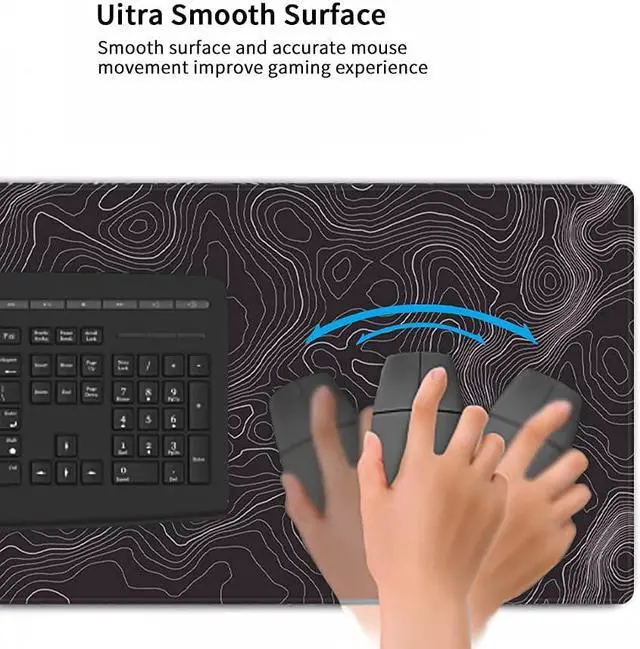 Alt view image 6 of 7 - Large Gaming Mouse Pad Topographic Map Lines Contour Geographic Computer Keyboard Mouse Mat Desk Pad Non-Slip Desk Mat for Home Office Gaming Work, 35.4x15.7 in