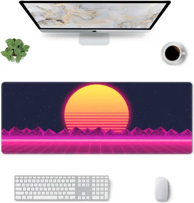 Alt view image 2 of 7 - Retro Purple Cool Vaporwave Gaming Mouse Pad Large XL Desk Mat Long Extended Pads Big Mousepad for Home Office Decor Accessories 31.5 X 11.8 Inch