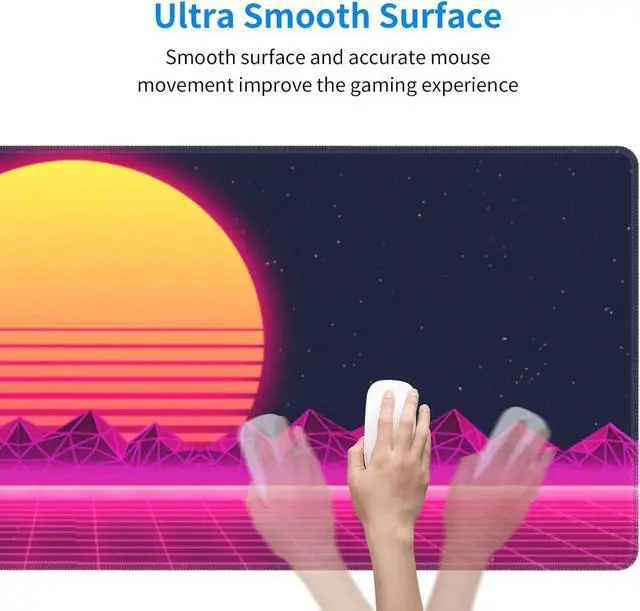 Alt view image 5 of 7 - Retro Purple Cool Vaporwave Gaming Mouse Pad Large XL Desk Mat Long Extended Pads Big Mousepad for Home Office Decor Accessories 31.5 X 11.8 Inch