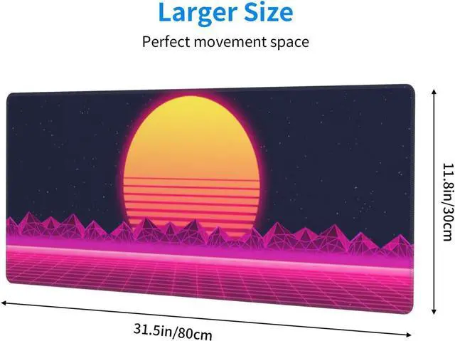 Alt view image 3 of 7 - Retro Purple Cool Vaporwave Gaming Mouse Pad Large XL Desk Mat Long Extended Pads Big Mousepad for Home Office Decor Accessories 31.5 X 11.8 Inch