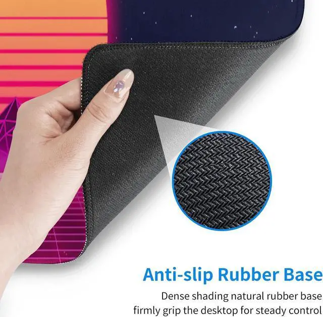 Alt view image 6 of 7 - Retro Purple Cool Vaporwave Gaming Mouse Pad Large XL Desk Mat Long Extended Pads Big Mousepad for Home Office Decor Accessories 31.5 X 11.8 Inch