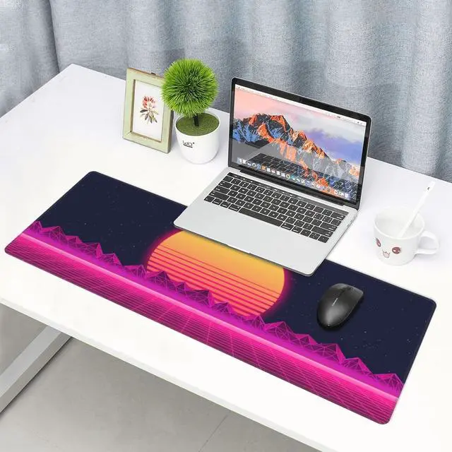 Alt view image 7 of 7 - Retro Purple Cool Vaporwave Gaming Mouse Pad Large XL Desk Mat Long Extended Pads Big Mousepad for Home Office Decor Accessories 31.5 X 11.8 Inch