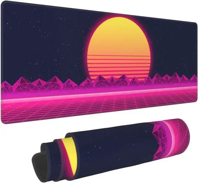 Main image of Retro Purple Cool Vaporwave Gaming Mouse Pad Large XL Desk Mat Long Extended Pads Big Mousepad for Home Office Decor Accessories 31.5 X 11.8 Inch