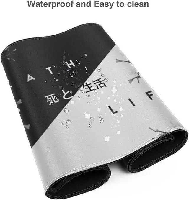 Alt view image 3 of 6 - Japanese Black and White Cherry Blossom Gaming Mouse Pad XL Extended Large Mouse Mat Desk Pad Stitched Edges Mousepad Long Non-Slip Rubber Base Mice Pad 31.5 X 11.8 Inch