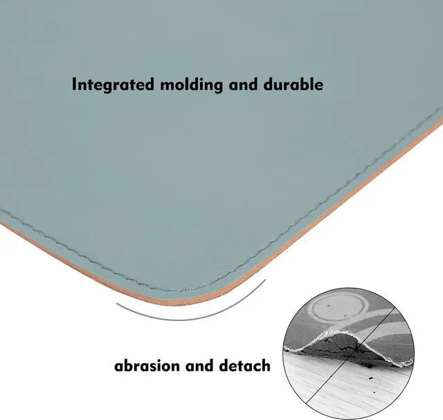 Alt view image 5 of 6 - Leather Mouse Pad Wood Mouse Pad Double Side Mouse Pad Stitched Edges Equipped with Coaster Mouse Pads for Laptop Office & Home 1 Pack 8inch11inch (Sierra Blue)