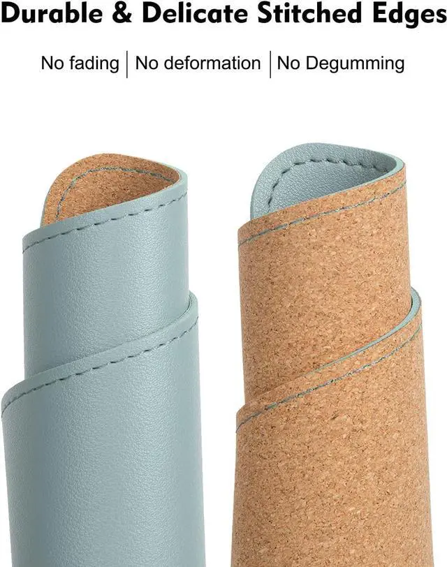 Alt view image 4 of 6 - Leather Mouse Pad Wood Mouse Pad Double Side Mouse Pad Stitched Edges Equipped with Coaster Mouse Pads for Laptop Office & Home 1 Pack 8inch11inch (Sierra Blue)