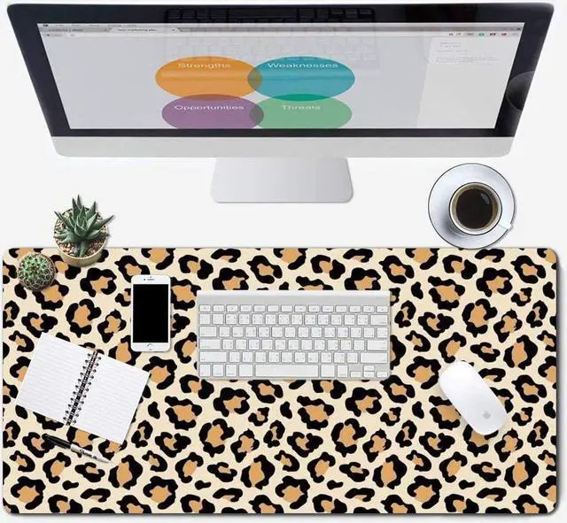 Alt view image 7 of 7 - Large Gaming Mouse Pad XXL[30% Large] Mouse Pad Extended Mouse Pad for Laptop Computer Big Keyboard MousePads Full Desk Large Big Mouse Pad with Stitched Edges(31.5“x15.8“x0.12“) (Leopard)
