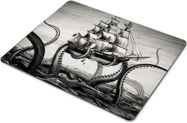 Alt view image 3 of 5 - Kraken Mouse Pad Sail Boat Waves and Octopus Non-Slip Rubber Mouse pad Gaming Mouse Pad by Smooffly