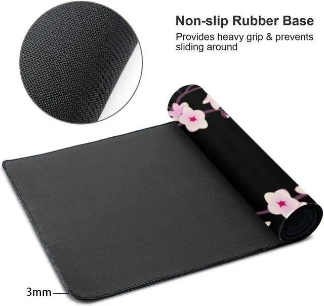 Alt view image 3 of 6 - Pink Cherry Blossoms Gaming Mouse Pad XL Extended Large Mouse Mat Desk Pad Stitched Edges Mousepad Long Mouse Pad 31.5 X 11.8 Inch
