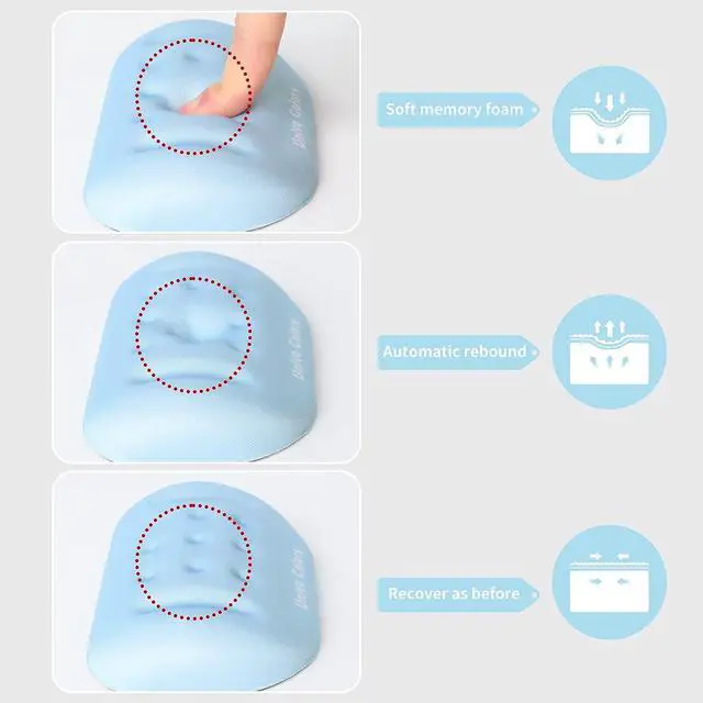 Alt view image 3 of 5 - Univo Colors Light Blue Superfine Memory Foam Wrist Rest Soft Gel Ergonomic Mouse Pad Wrist Support for Mouse, Gaming, Computer, Laptop, Office