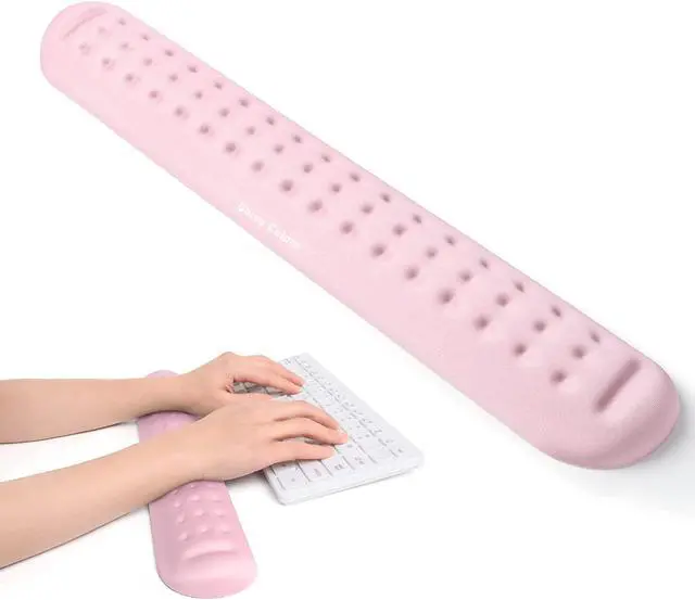 Main image of UnivoColors Pink Superfine Memory Foam Keyboard Wrist Rest Soft Gel Ergonomic Wrist Support Pad for Computer, Laptop, Office, Gaming, Typing