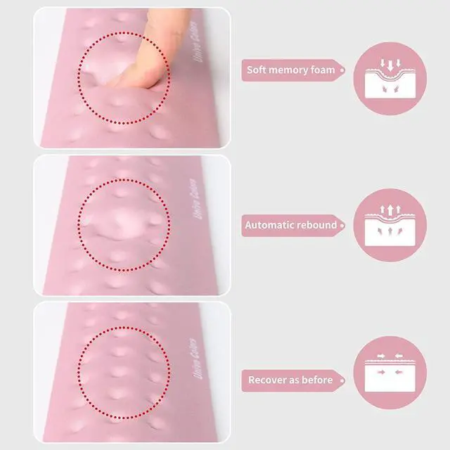 Alt view image 4 of 7 - UnivoColors Pink Superfine Memory Foam Keyboard Wrist Rest Soft Gel Ergonomic Wrist Support Pad for Computer, Laptop, Office, Gaming, Typing