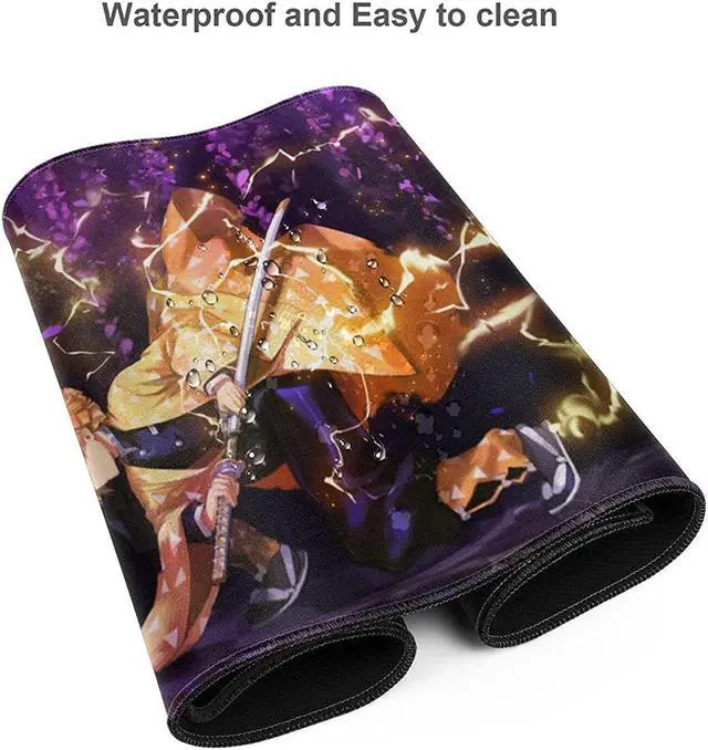 Alt view image 5 of 7 - Large Mouse Pad, Extended Gaming Mousepad Non-Slip Base Keyboard Pad,Desk Mat 24" x 14" in, Anime Mouse Pad (Japanese Anime Demon Slayer Agatsuma Zenitsu)