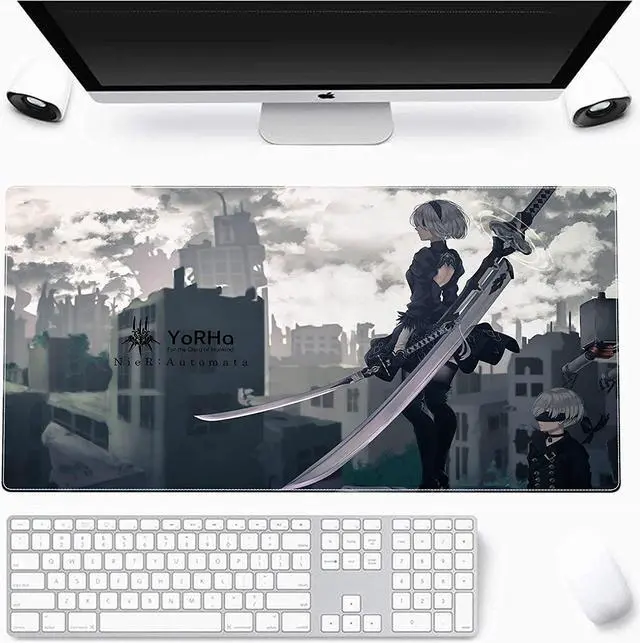 Alt view image 2 of 7 - Large Mouse Pad, Extended Gaming Mousepad Non-Slip Base Keyboard Pad,Desk Mat 24" x 14" in, Anime Mouse Pad (Japanese Anime NieR Automata)