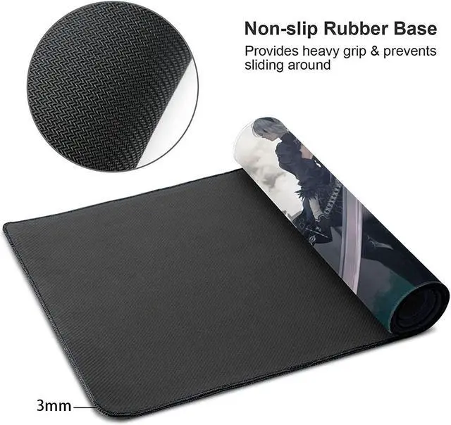 Alt view image 4 of 7 - Large Mouse Pad, Extended Gaming Mousepad Non-Slip Base Keyboard Pad,Desk Mat 24" x 14" in, Anime Mouse Pad (Japanese Anime NieR Automata)