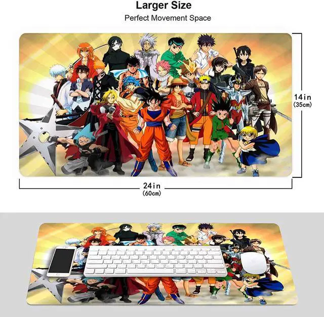 Alt view image 3 of 7 - Large Mouse Pad, Extended Gaming Mousepad Non-Slip Base Keyboard Pad,Desk Mat 24" x 14" in, Anime Mouse Pad (Japanese Anime Manga Hero)