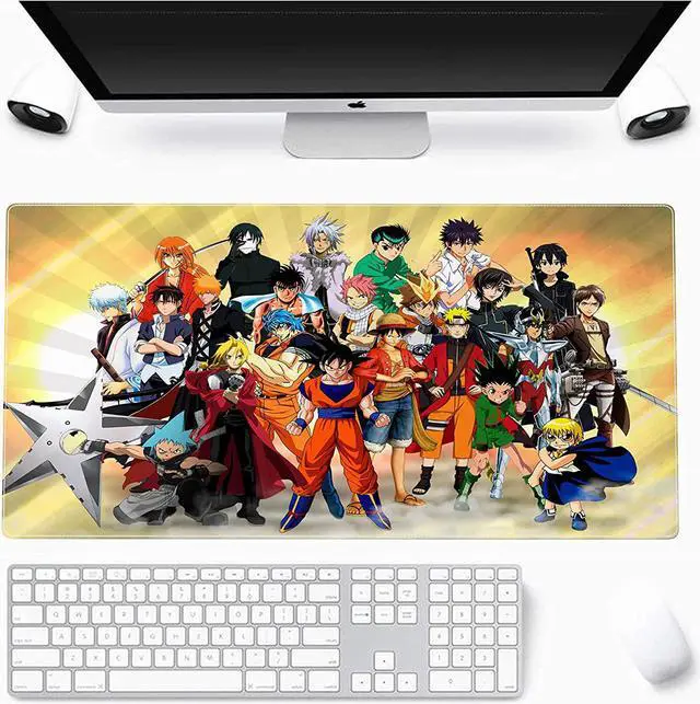 Alt view image 2 of 7 - Large Mouse Pad, Extended Gaming Mousepad Non-Slip Base Keyboard Pad,Desk Mat 24" x 14" in, Anime Mouse Pad (Japanese Anime Manga Hero)