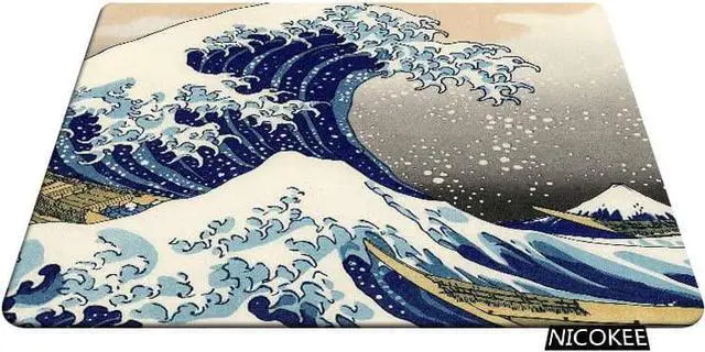 Alt view image 4 of 5 - Ocean Rectangle Gaming Mousepad Japanese The Great Wave Off Kanagawa Pattern Mouse Pad Mouse Mat for Computer Desk Laptop Office 9.5 X 7.9 Inch Non-Slip Rubber