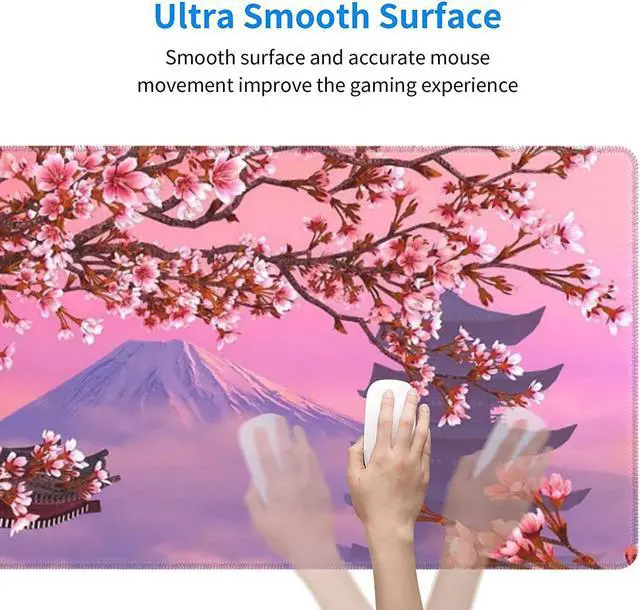 Alt view image 4 of 6 - XXL Sakura Desk Mouse Pad Large Cute Gaming Keyboard Mat Anime Extended Mousepad for Office Company 31.5 X 11.8 Inch, Pink