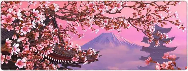Alt view image 2 of 6 - XXL Sakura Desk Mouse Pad Large Cute Gaming Keyboard Mat Anime Extended Mousepad for Office Company 31.5 X 11.8 Inch, Pink