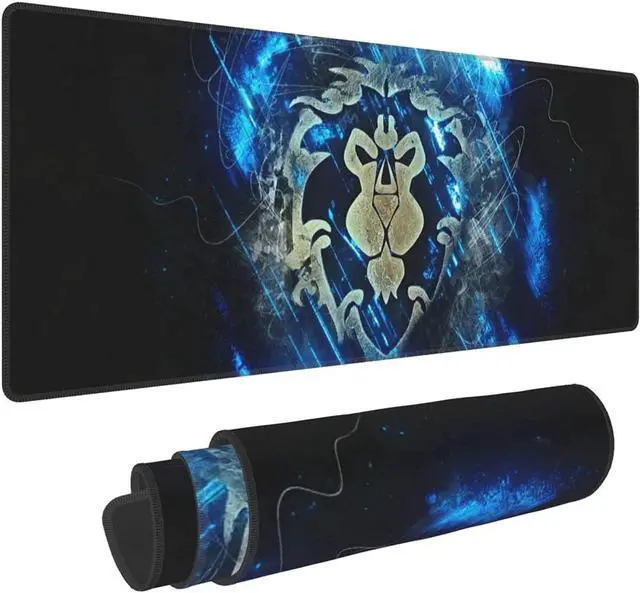 Main image of Black Extended Gaming Mouse Pad Computer Keyboard Mat with Stitched Edges for Gamer Office Home 31.5X 11.8 in
