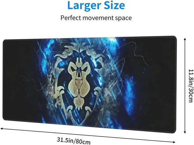 Alt view image 4 of 7 - Black Extended Gaming Mouse Pad Computer Keyboard Mat with Stitched Edges for Gamer Office Home 31.5X 11.8 in
