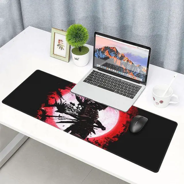 Alt view image 2 of 7 - Japanese Moon Mouse Pad XL, Extended Large Gaming Desk Pad Mouse Mat, Stitched Edges Long Mousepad, 31.5 X 11.8 Inch