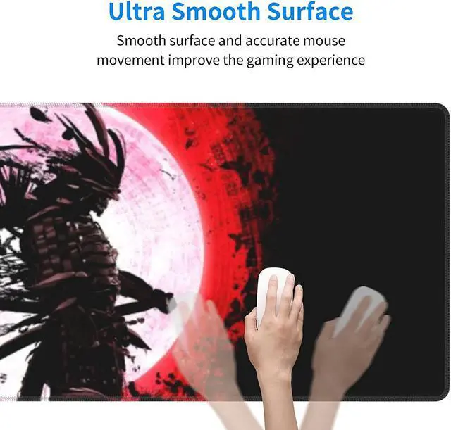 Alt view image 4 of 7 - Japanese Moon Mouse Pad XL, Extended Large Gaming Desk Pad Mouse Mat, Stitched Edges Long Mousepad, 31.5 X 11.8 Inch