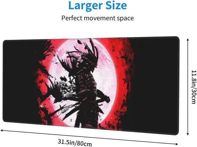 Alt view image 3 of 7 - Japanese Moon Mouse Pad XL, Extended Large Gaming Desk Pad Mouse Mat, Stitched Edges Long Mousepad, 31.5 X 11.8 Inch