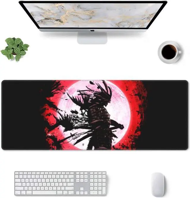 Alt view image 7 of 7 - Japanese Moon Mouse Pad XL, Extended Large Gaming Desk Pad Mouse Mat, Stitched Edges Long Mousepad, 31.5 X 11.8 Inch