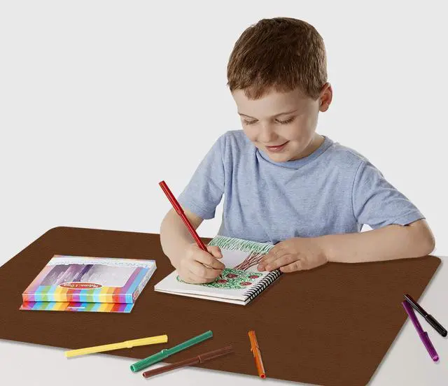 Alt view image 3 of 7 - Large Desk Mat Protector Heat Resistant PU Leather Desk Blotter Mat Waterproof Durable Desk Mat Dual-Sided Writing Mat 24 X 36 Inch Table Protector for Office & Home (Espresso Brown/Midnight Blue)