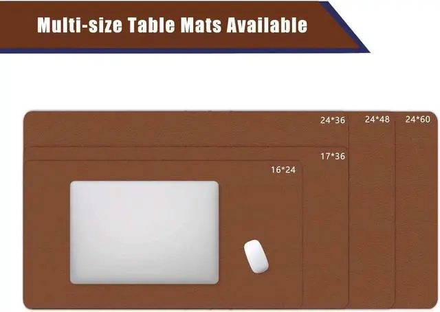 Alt view image 6 of 7 - Large Desk Mat Protector Heat Resistant PU Leather Desk Blotter Mat Waterproof Durable Desk Mat Dual-Sided Writing Mat 24 X 36 Inch Table Protector for Office & Home (Espresso Brown/Midnight Blue)